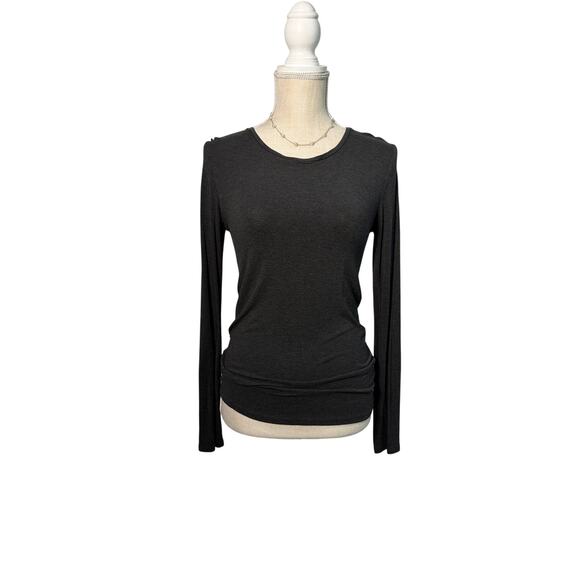 Majestic Paris Shirt Heathered Gray S LS Crew Neck Soft Touch Casual Streetwear - Picture 2 of 5